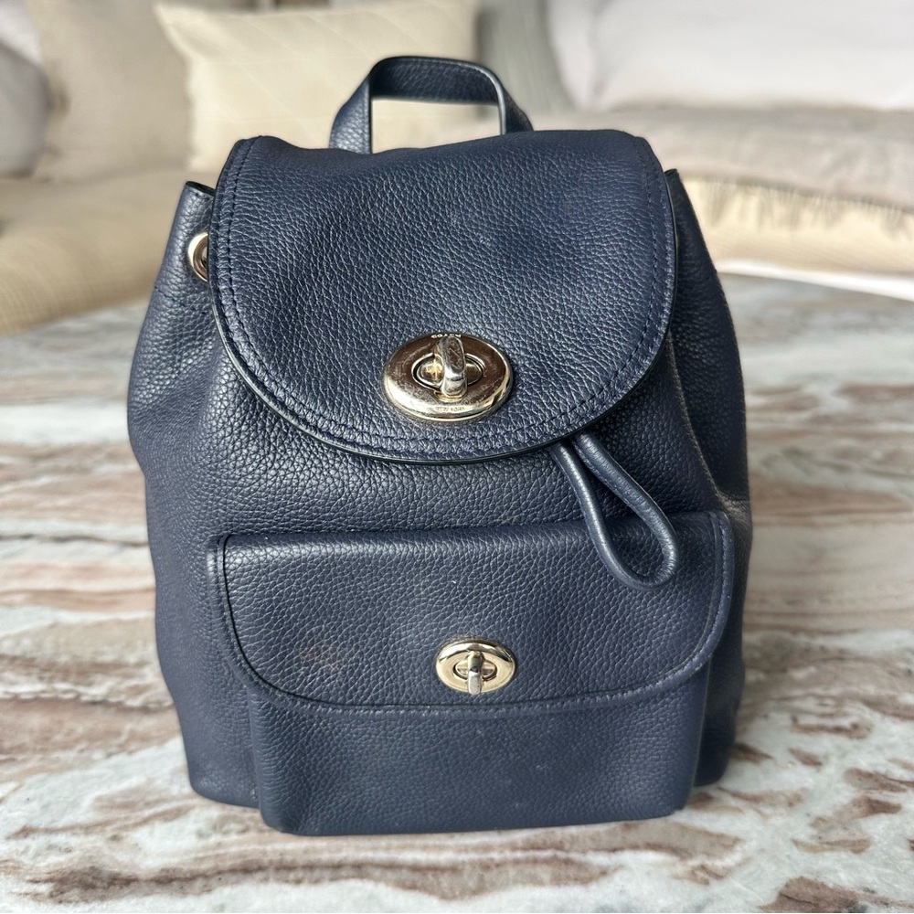 Coach Navy Mini Turnlock Rucksack Backpack